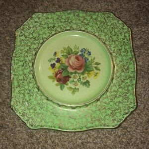 Royal Winton - Grimwades England - Vintage Cake Plate - Gold Chintz on edging